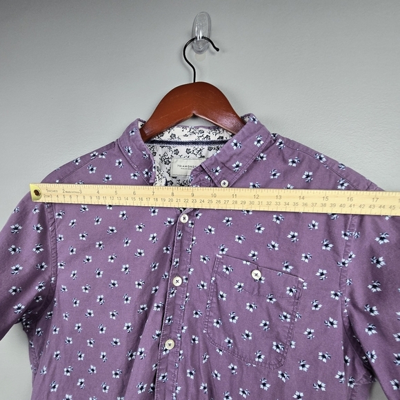 7DIAMONDS All Over Floral Print Short Sleeve Button Down Purple‎ Men Sz M Preppy - Picture 9 of 13